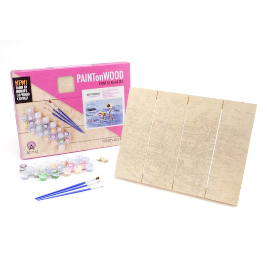 Abroli Small Best Friends Paint On Wood by Number Kit